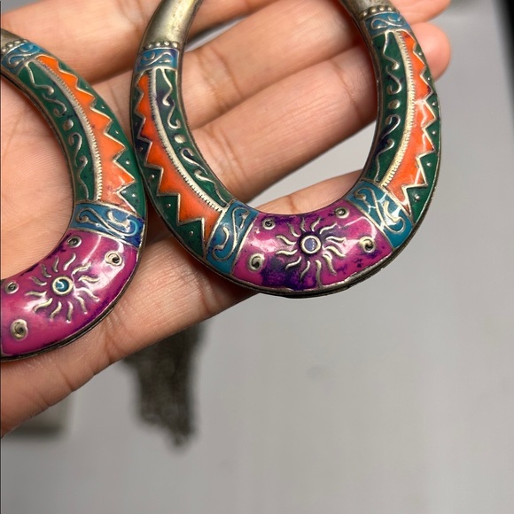 Forever 21 Colorful Bohemian Style Hoop Earrings - Picture 6 of 9